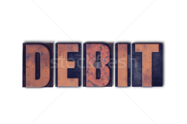Di debito isolato parola scritto vintage Foto d'archivio © enterlinedesign