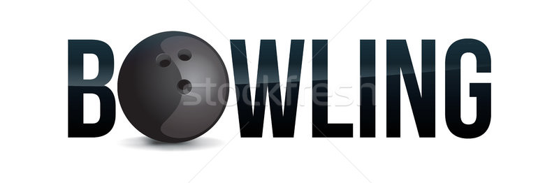 Bowling mot art illustration boule de bowling blanche [[stock_photo]] © enterlinedesign