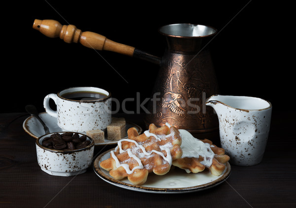 Coffee,  waffles and ice cream Stock photo © Epitavi
