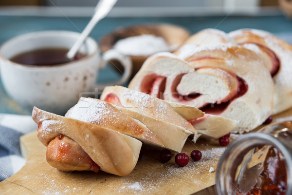 Bun with a cowberry jam Stock photo © Epitavi