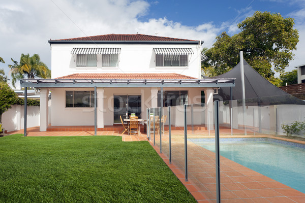 Foto stock: Moderno · quintal · piscina · piscina · australiano · mansão