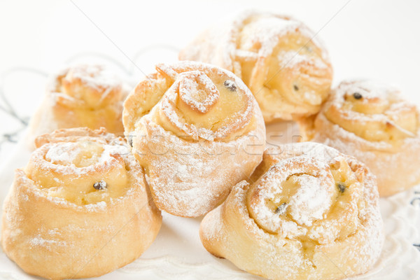édes fehér cukormáz torta arany reggeli Stock fotó © epstock