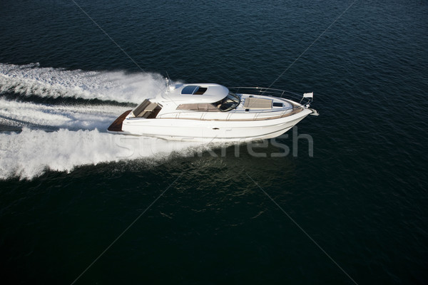 Stock foto: Schnell · Motorboot · Segeln · Meer · weiß · braun