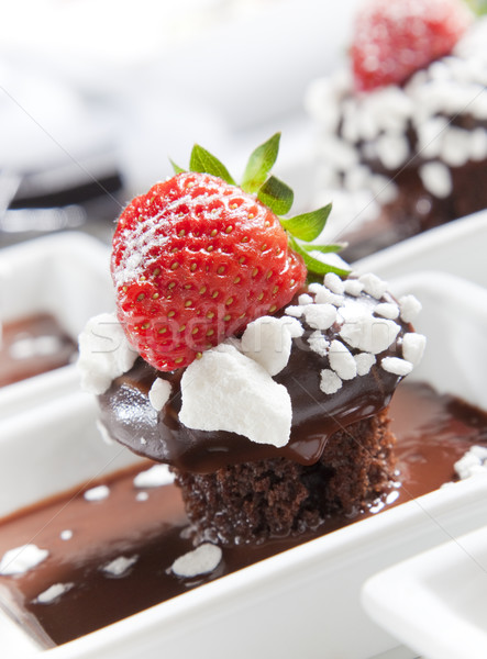 chocolate mudcake with strawberry Stock photo © epstock