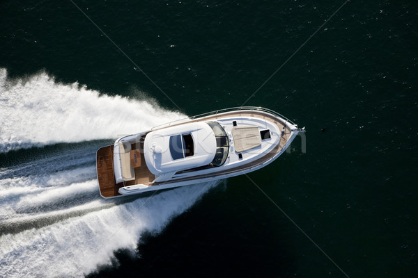 ストックフォト: 美しい · モーターボート · 海 · 画像 · 白 · ブラウン
