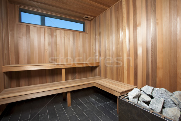 Interior sauna lemn relaxa baie Imagine de stoc © epstock