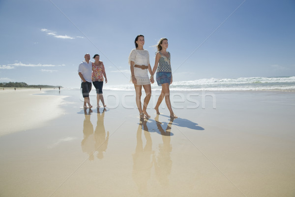 family walking on beach holding hands Stock photo © epstock