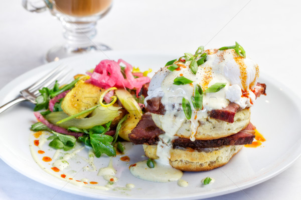 Eier Frühstück Platte Essen Ei Küche Stock foto © erbephoto