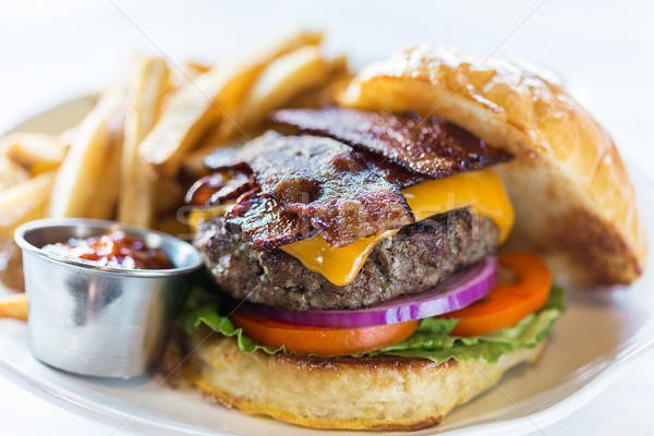 Grass-Fed Bacon Burger Stock photo © erbephoto