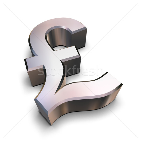 Stock photo: 3D chrome Pound symbol