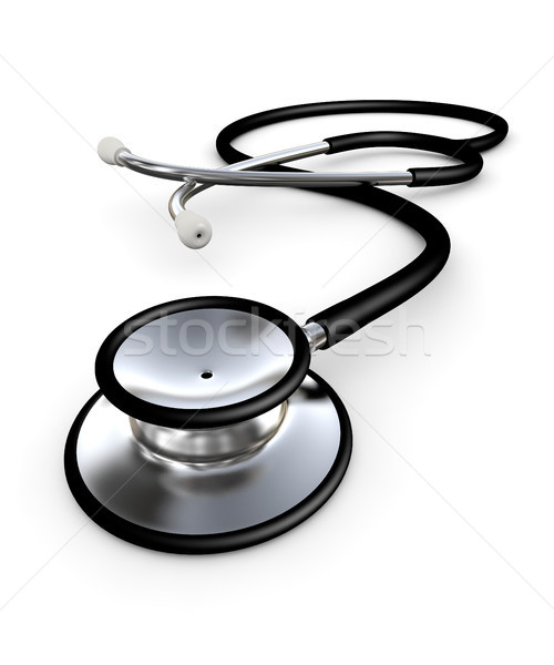 [[stock_photo]]: Noir · stéthoscope · isolé · blanche · rendu · 3d · médecin