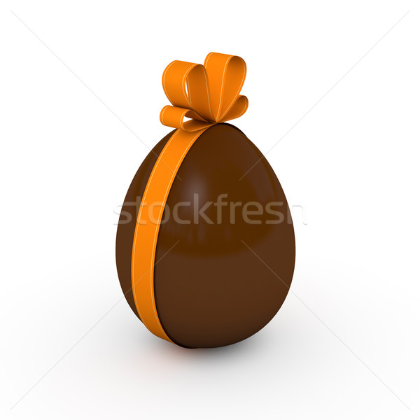 Lapte ciocolată Easter Egg portocaliu panglică 3d face Imagine de stoc © ErickN