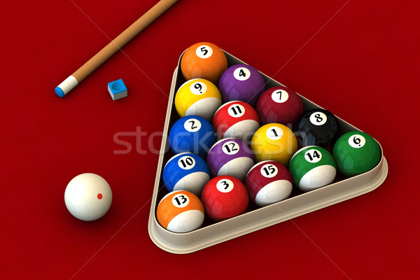 Billiard set on red Stock photo © ErickN