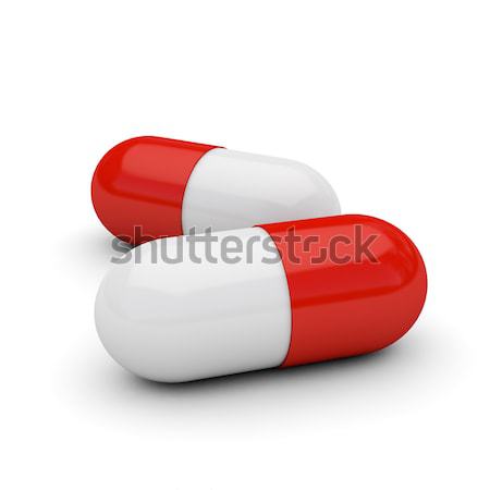 Fehér piros kapszulák kettő 3d render egészség Stock fotó © ErickN