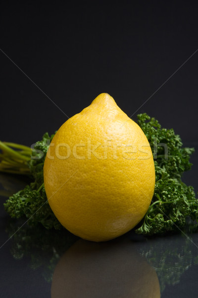 Сток-фото: свежие · лимона · петрушка · темно