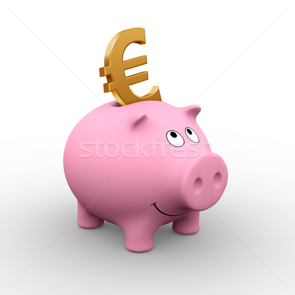 Europeu piggy bank dourado euro rosa 3D Foto stock © ErickN