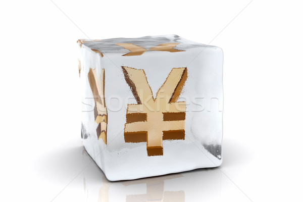 Congelada yen dourado símbolo dentro ice cube Foto stock © ErickN