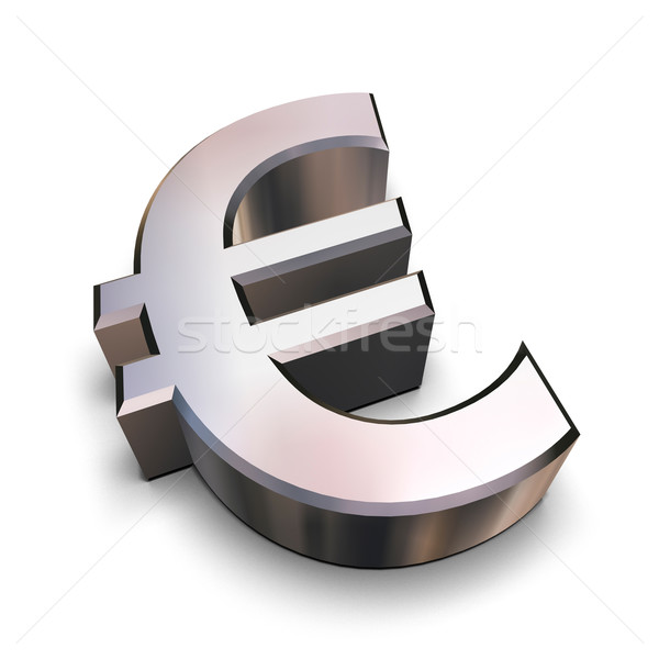 Zdjęcia stock: 3D · chrom · euro · symbol · odizolowany · biały