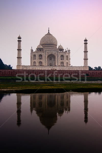 Taj Mahal reflectie mausoleum rivier gebouw asia Stockfoto © ErickN