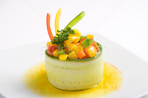 Foto d'archivio: Vegetariano · cetriolo · olio · d'oliva · bianco · piatto · mangiare