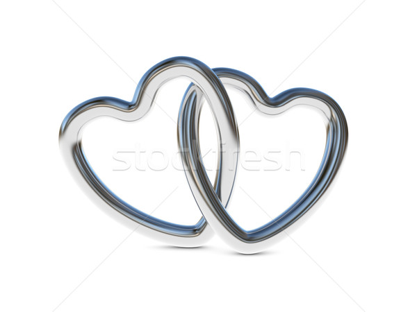 Intertwined silver heart rings Stock photo © ErickN
