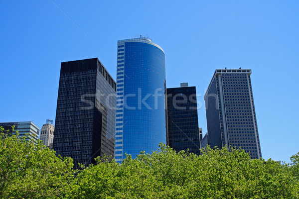 Manhattan pénzügyi negyed épületek elem park New York Stock fotó © ErickN