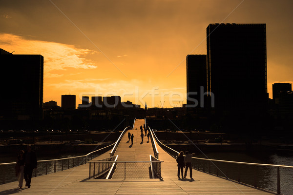 Híd naplemente Párizs Franciaország város sziluett Stock fotó © ErickN