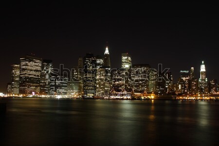 Foto stock: Baixar · manhattan · linha · do · horizonte · noite · New · York · City · EUA
