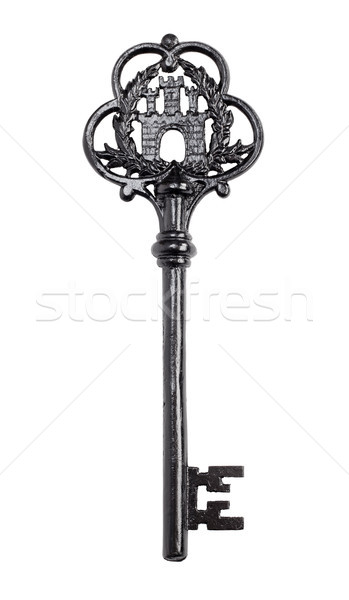 Ouderwets groot zwarte sleutel geïsoleerd witte Stockfoto © erierika