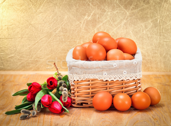 Brown eggs in basket Stock photo © erierika