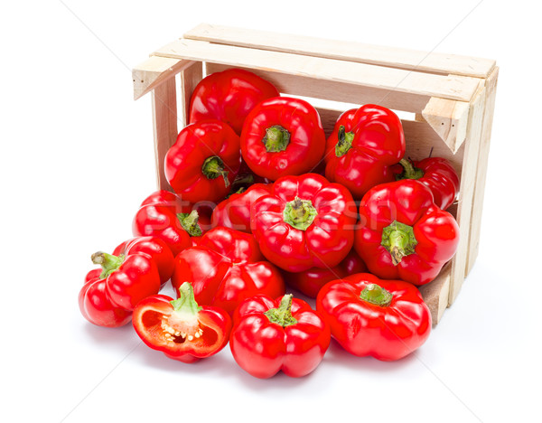 Crate of fresh ripe red paprika Stock photo © erierika