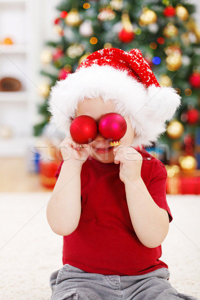 Сток-фото: мальчика · Рождества · украшение · глазах · мало