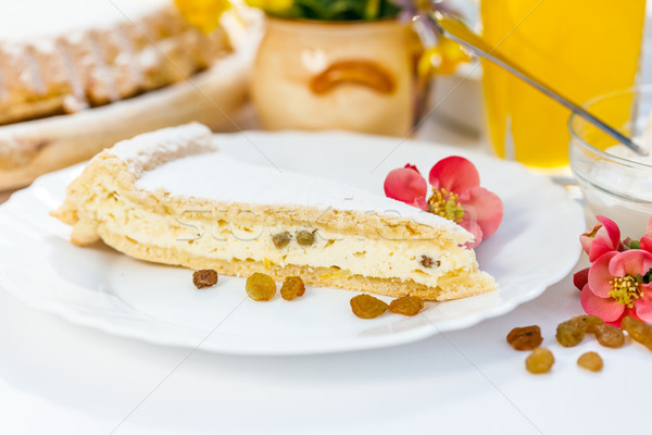 сыра пирог ломтик творог изюм пластина Сток-фото © erierika