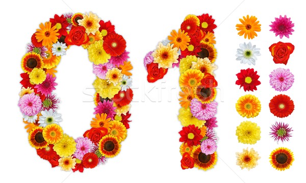 Numbers 0 and 1 made of various flowers Stock photo © erierika