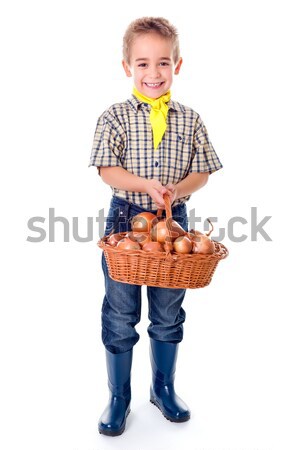 Little agriculturist holding onions Stock photo © erierika