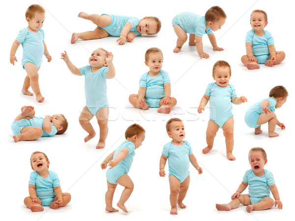 Gyűjtemény baba fiúk viselkedés különböző izolált Stock fotó © erierika