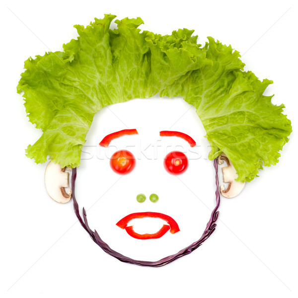 Sad surprised human head made of vegetables Stock photo © erierika