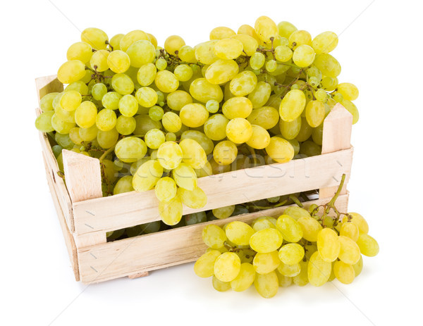 White table grapes (Vitis) in wooden crate Stock photo © erierika