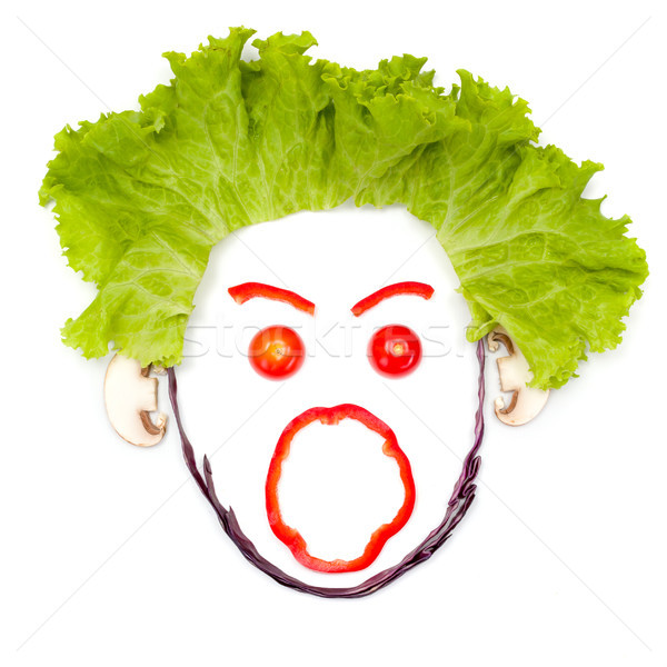 Shouting human head made of vegetables Stock photo © erierika