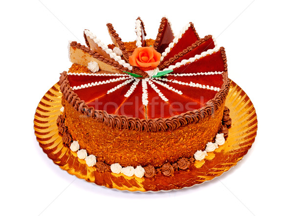 Karamell Kuchen orange Marzipan stieg weiß Stock foto © erierika