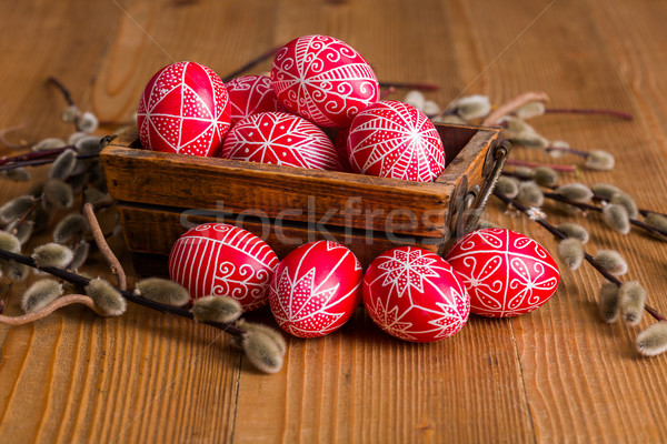 傳統 手 書面 雞蛋 復活節彩蛋 楊柳 商業照片 © erierika