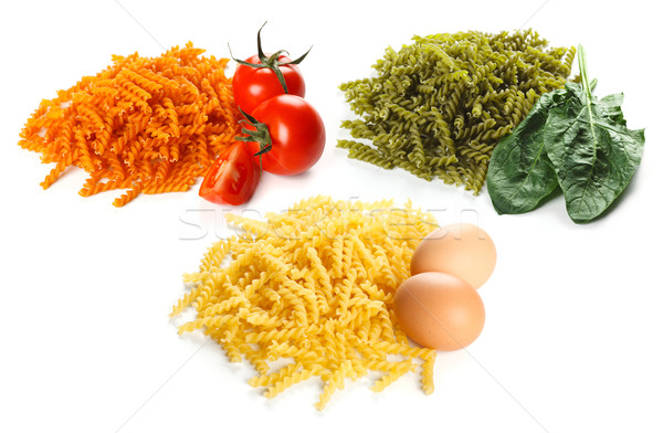 Pasta with eggs, tomato and spinach Stock photo © erierika