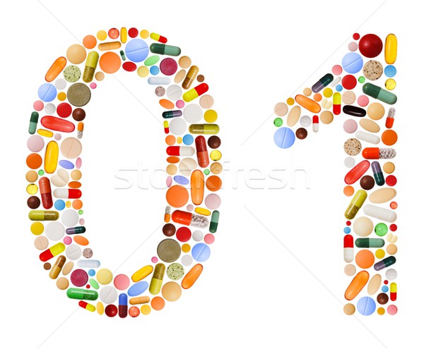 Numbers 0 and 1 made of various colorful pills Stock photo © erierika