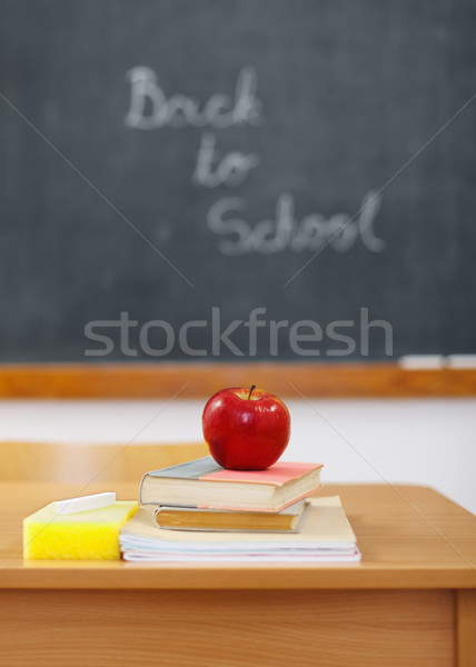 Back to school on chalkboard and apple Stock photo © erierika