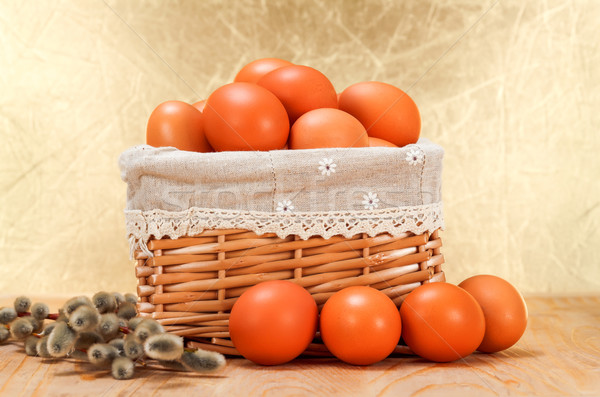 Brown eggs in basket Stock photo © erierika