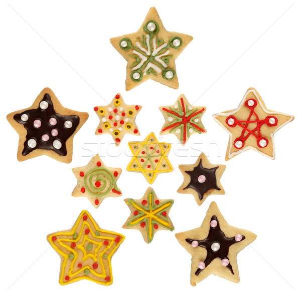 Stock foto: Dekoriert · Weihnachten · Cookies · Sterne · Form