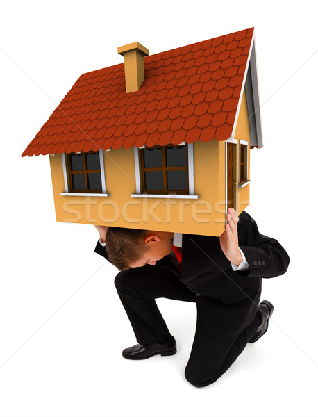 Business man holding house on his back Stock photo © erierika