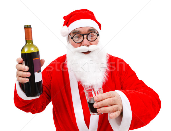Drunken Santa Claus with wine bottle Stock photo © erierika
