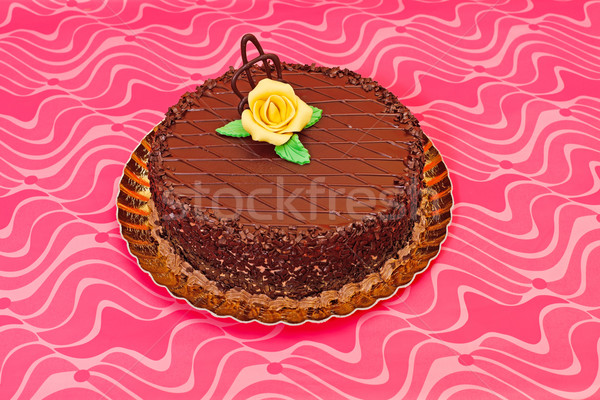 Schokoladenkuchen rosa golden Platte orange Marzipan Stock foto © erierika