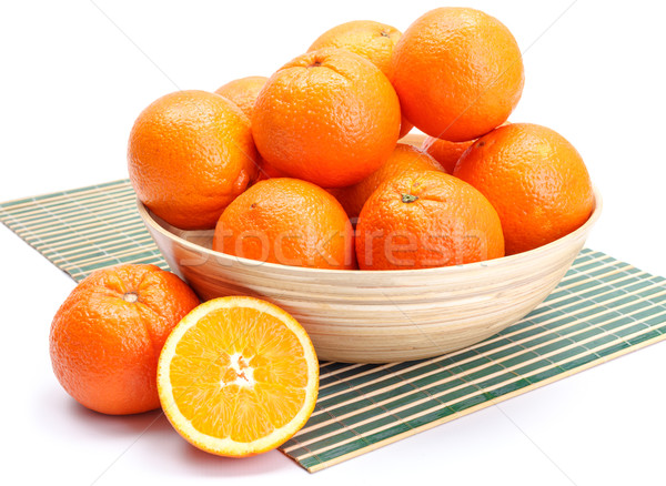 Oranges in wooden bowl Stock photo © erierika